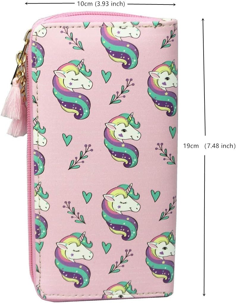MayeBridge Timlee Cute Rainbow Long Wallets - Pink Unicorn Purse for Girls & Kids - Image 1